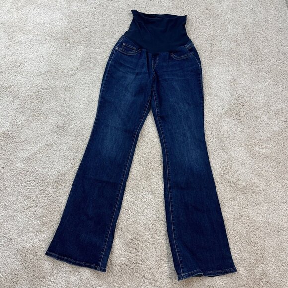 Indigo Blue Super Stretch Maturnity Jeans L Blue Denim Boot Cut - Picture 2 of 15